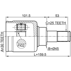 Alternative view of INNER CV JOINT LEFT 30X45X25