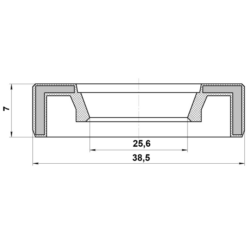 Alternative view of ENGINE TIMING OIL SEAL 25.6X38.5X7