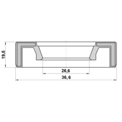Alternative view of ENGINE TIMING OIL SEAL 26.6X36.6X9.1X19.5