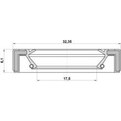 Alternative view of STEERING RACK OIL SEAL 17.5X32.35X6.1X6.1