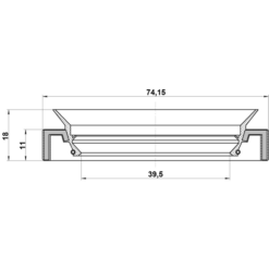 Alternative view of DRIVE SHAFT OIL SEAL 39.5X74.15X11X18