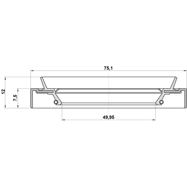 OIL SEAL REAR HUB 49.95X75.1X7.5X12 - Image 2