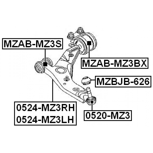 REAR BUSHING WITHOUT BRACKET, FRONT CONTROL ARM - Image 2